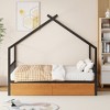 Full/Twin Size House-Shaped Metal Platform Bed Frame with Twin Size Trundle Bed/ Drawers 4S -ModernLuxe - 2 of 4