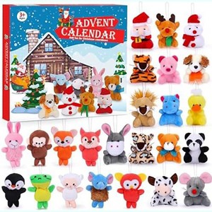 Aoibox Advent Calendar 2025 for Kids 24 Piece Christmas Countdown Calendar with Mini Plush Animal Toys Tree Ornaments Stocking Stuffers - 1 of 4