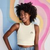 Dalix Smile Face Rib Crop Muscle Tank Cute Womens - 3 of 4
