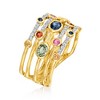 Ross-Simons 1.10 ct. t.w. Multicolored Sapphire and .12 ct. t.w. Diamond Ring in 14kt Yellow Gold - 3 of 4