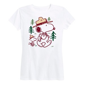 Women's - Peanuts - Snoopy and Woodstock Hiking Short Sleeve Graphic T-Shirt - 1 of 4