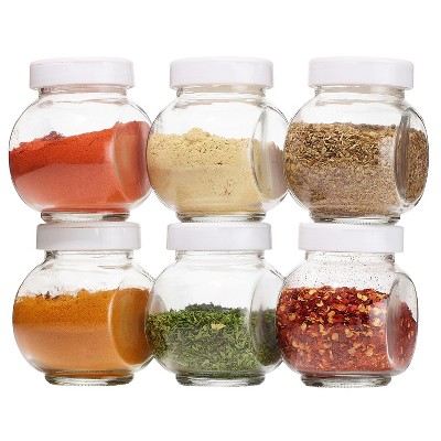 6-Piece Glass Spice Jar Set with Sprinkle & Pour Lids – 200ml Jars for Easy Seasoning and Storage