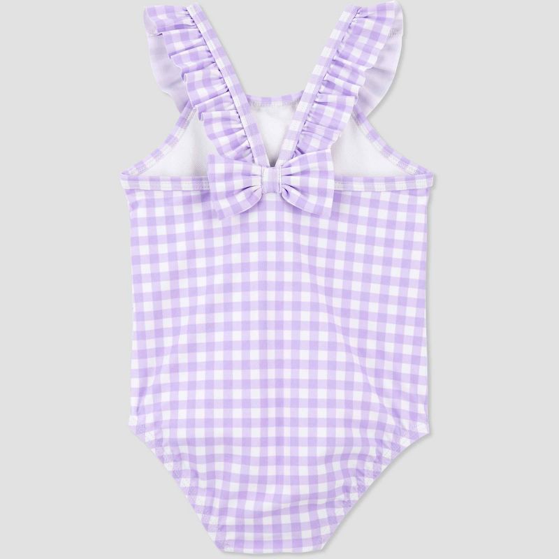 Carter's Just One You®️ Baby Girls' Ruffle Gingham One Piece Swimsuit - Purple, 3 of 6