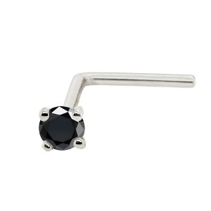 Jewelry Avalanche Black Moissanite 22G 14K Gold L-shape Nose Stud - 1 of 4