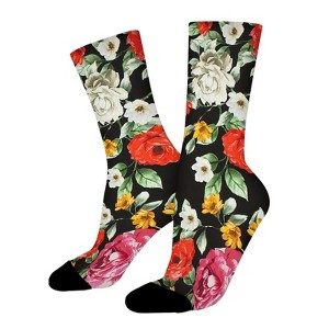 Flowers Women Printed Crew Socks Funny Funky Socks Soft Polyester Novelty Gifts for Artists Men - 1 of 1