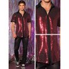 Lars Amadeus Men's Contrasting Color Short Sleeves Disco Party Sparkly Sequins Shirt - 4 of 4