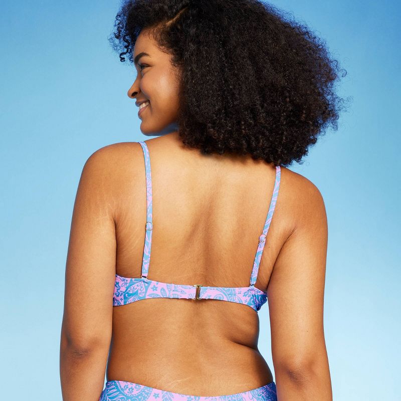 Women's Paisley Print Cut Out Bralette Bikini Top - Wild Fable™ Blue/Pink, 6 of 11