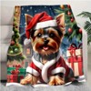Lomsoe Cute Vintage Christmas Dog Print Flannel Blanket - All Seasons Soft and Warm Throw Blanket for Bed, Napping, Camping, Travel, Office - 2 of 4