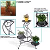Sunnydaze Steel 3-Tiered Victorian Potted Flower Plant Stand Display Shelf - 31" - Black - 2 of 4