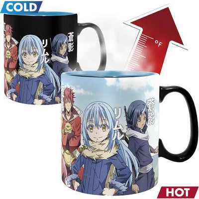 Black Ceramic Heat Change Mug with Anime Characters, 16 Oz