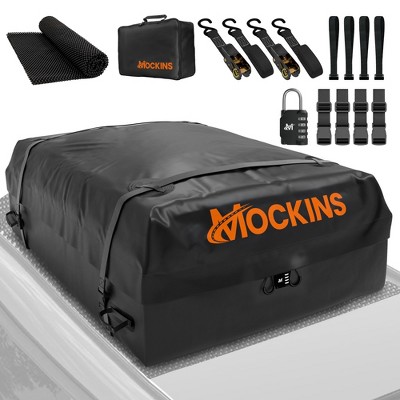 Mockins Rainproof Car Top Carrier Cargo Bag - 60"x43"x17" | 25 Cubic-ft Capacity | Black