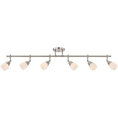 Elm Park Brushed Nickel 6-Light Adjustable Track Fixture with Glass Shades