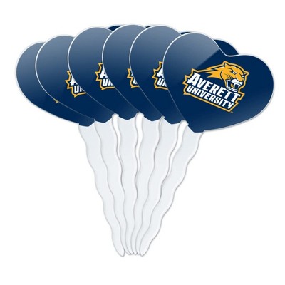 Averett University Cougars Logo Heart Love Cupcake Picks Toppers Decoration Set of 6