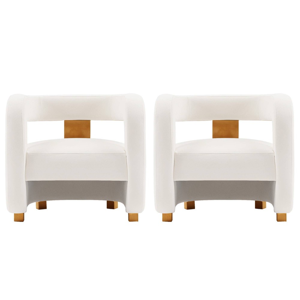 Manhattan Comfort Modern Amirah Velvet  Accent Chair in White - Set of 2