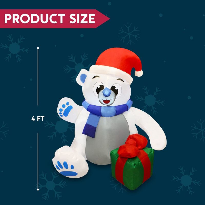 Joiedomi 4 ft Waving Polar Bear Inflatable Decoration, 4 of 8