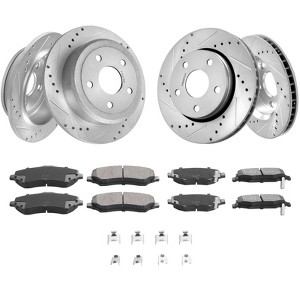 VEVOR Front and Rear Brake Kit Compatible with 2007-2017 Jeep Wrangler, Drilled and Slotted Brake Rotors Ceramic Brake Pads Replacement - 1 of 4