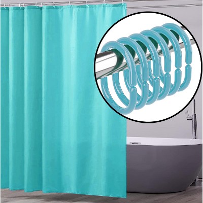 Home Mart Goods Blue PEVA Shower Curtain Liner Waterproof & Plastic Rings - 71" x 71"