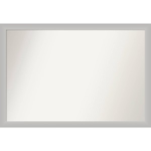 39" x 27" Non-Beveled Low Luster Wood Bathroom Wall Mirror Silver - Amanti Art: Modern Rectangle, Wall Mount, Includes Hardware - 1 of 4