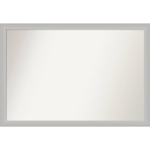 39" x 27" Non-Beveled Low Luster Wood Bathroom Wall Mirror Silver - Amanti Art: Modern Rectangle, Wall Mount, Includes Hardware - image 1 of 4