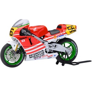 Honda NSR500 WGP500 Motorcycle #56 Red and White with Helmet "Baribari Legend" (1986) OVA 1/12 Model by Autoart - 1 of 4