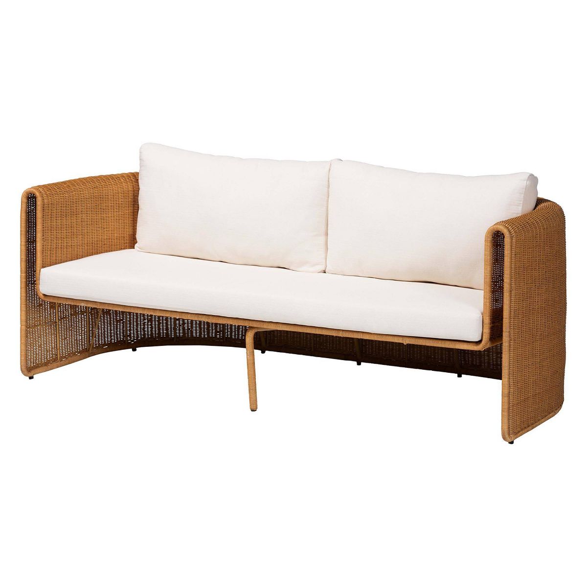 bali & pari Carina Natural Rattan Sofa with Cushion Light Honey