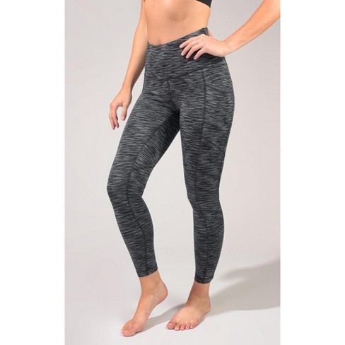 90 Degree By Reflex - Women's High Waist Space Dye 7/8 Ankle Leggings With  Side Pockets And Curved Back Yoke - Snow Black Space Dye - Large : Target