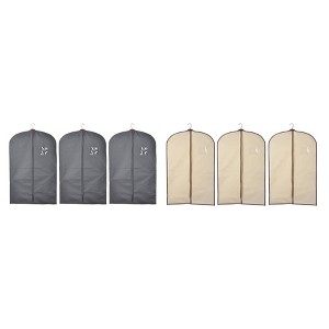 J&V TEXTILES 6pk Garment Bags for Clothes Storage Beige and Black - 1 of 4