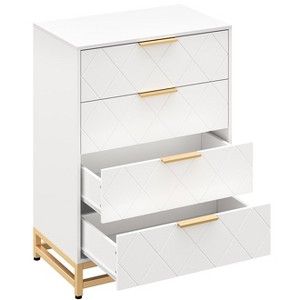 Wooden drawer cabinet, modern tall storage unit with anti-tip device, suitable for bedrooms, living rooms, and hallways. - 1 of 4