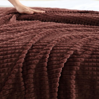 Kenneth Cole Red Textured Plush Fleece Throw Blanket