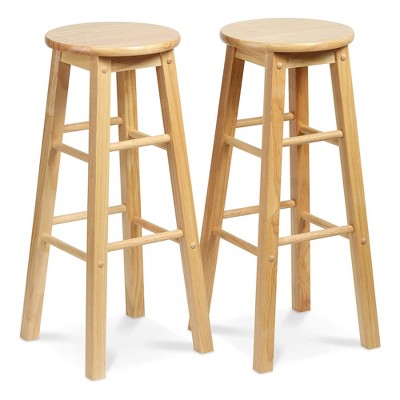 Natural Wood Backless Adjustable Kitchen Counter Stools Set of 4