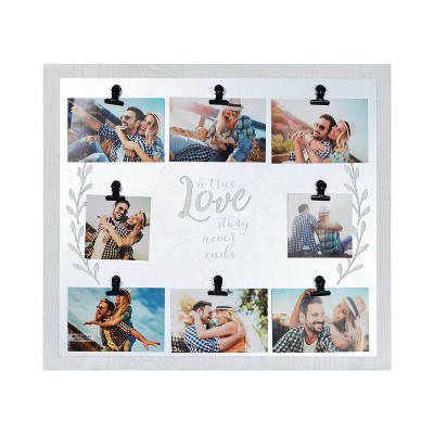  19" x 21.5" Eight Opening Clip Collage Photo Display Silver/White - New View 