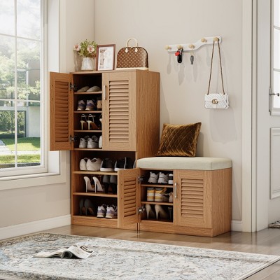 NicBex Modern Functional Shoe Storage Cabinet with Storage Bench,Shoe Rack Shoe Bench with Cushion for Bedroom,Entrance