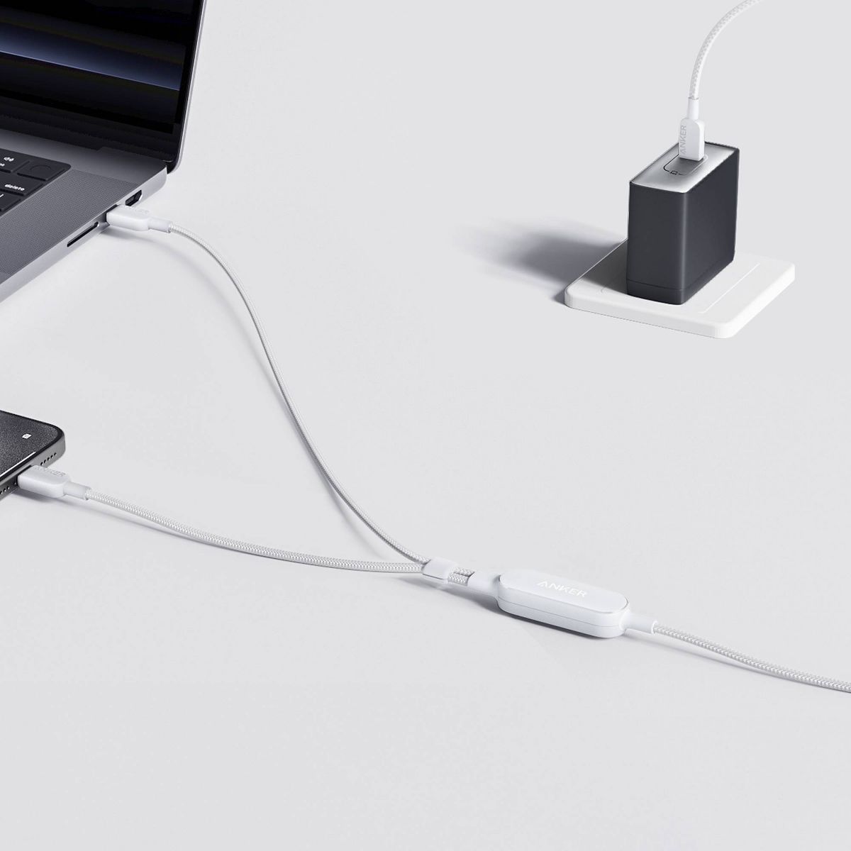 Anker 4' USB-C to 2 USB-C Cable - Gray - thumbnail 3