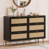 Jojoka Rattan 6 Drawer Dresser with Gold Legs and Handles, Modern Wide Double Chest of Drawers for Bedroom Living Room - 3 of 4