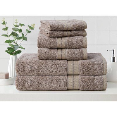 6pk Cotton Rayon from Bamboo Bath Towel Set Taupe - Cannon