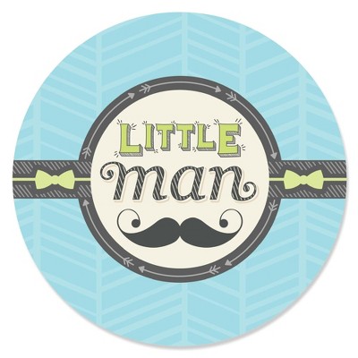 Big Dot of Happiness Dashing Little Man Mustache Party - Baby Shower or Birthday Party Circle Sticker Labels - 24 Count