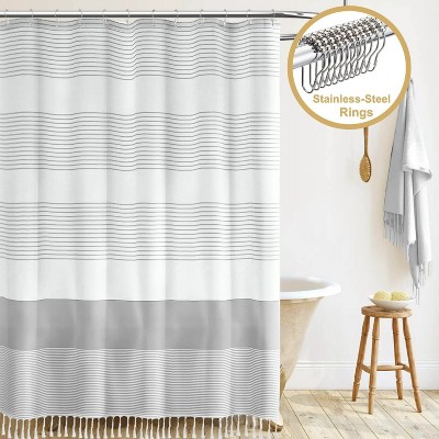LunaLulinlk 13-Piece Tassel Shower Curtain Set with Hooks