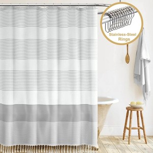 LunaLulinlk 13-Piece Tassel Shower Curtain Set with Hooks - 1 of 4
