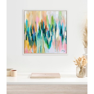 22"x22" Colorful Abstract Brushstroke Canvas with Beaded Frame