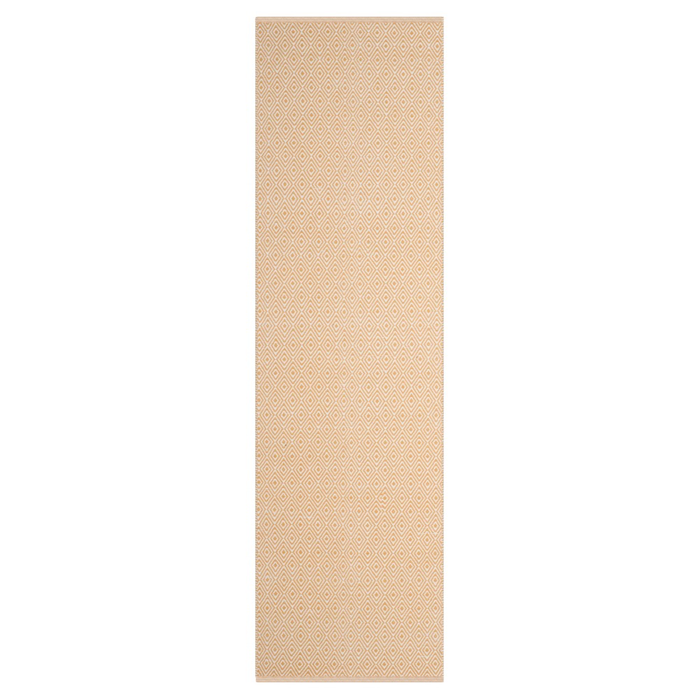 2'3inx8' Runner Ivory/Gold Stripe Flatweave Woven - Safavieh