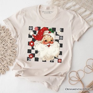 Checkered Santa Claus Vintage T-Shirt, Retro Merry Christmas Tee | OrnamentallyYou - 1 of 4