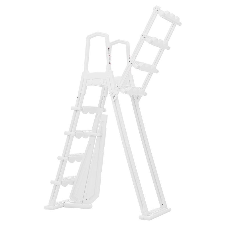 XtremepowerUS Above-Ground Pool Ladder A-Frame Entry Ladder A Type Style Ladder, White, 2 of 7