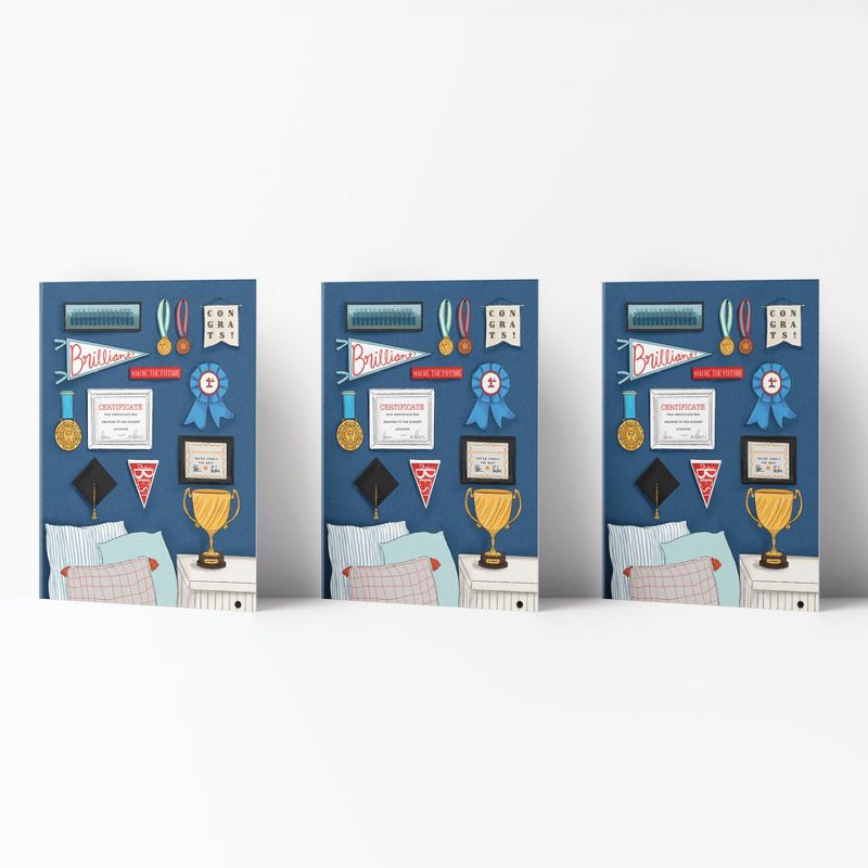 Graduation Greeting Card Pack (3ct) "Wall of Achievements" by Ramus & Co, 1 of 5