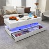 Buenhomino 47in High Glossy LED Coffee Table,Modern Coffee Tables with Marbling Print, Modern  Double-Layer Center Tables w/LED Lights for Living Room - 3 of 4