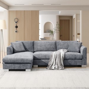 Whisen Modern Oversized Sectional Sofa, L-shaped Luxury Couch Set with Chaise and 2 Pillows - 1 of 4