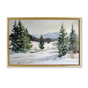 Stupell Industries Winter Forest Frosty Hills Floating Frame Canvas Art - 1 of 4