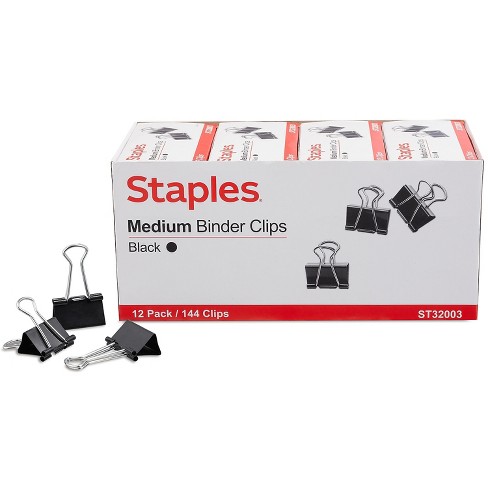 Staples Medium Binder Clips Bulk PK Blk 1 1/4" Size with 5/8" Capacity 144/PK 395200 - image 1 of 4