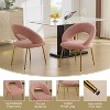 MAYEERTY Velvet Dining Chair, Curved Backrest Golden Metal Legs, Kitchen Dining Room, White - 3 of 4