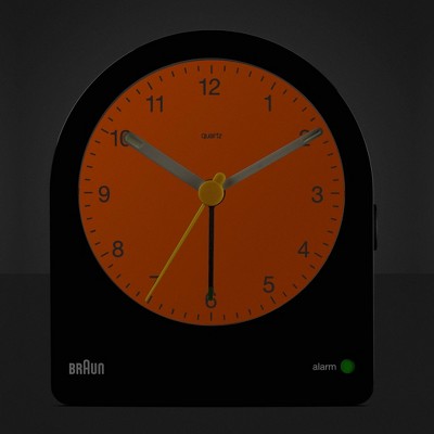 Braun Black Classic Analog Alarm Clock with Luminous Hands