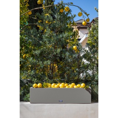 Gray Rectangular Plastic Window Box Planter with Drainage Holes